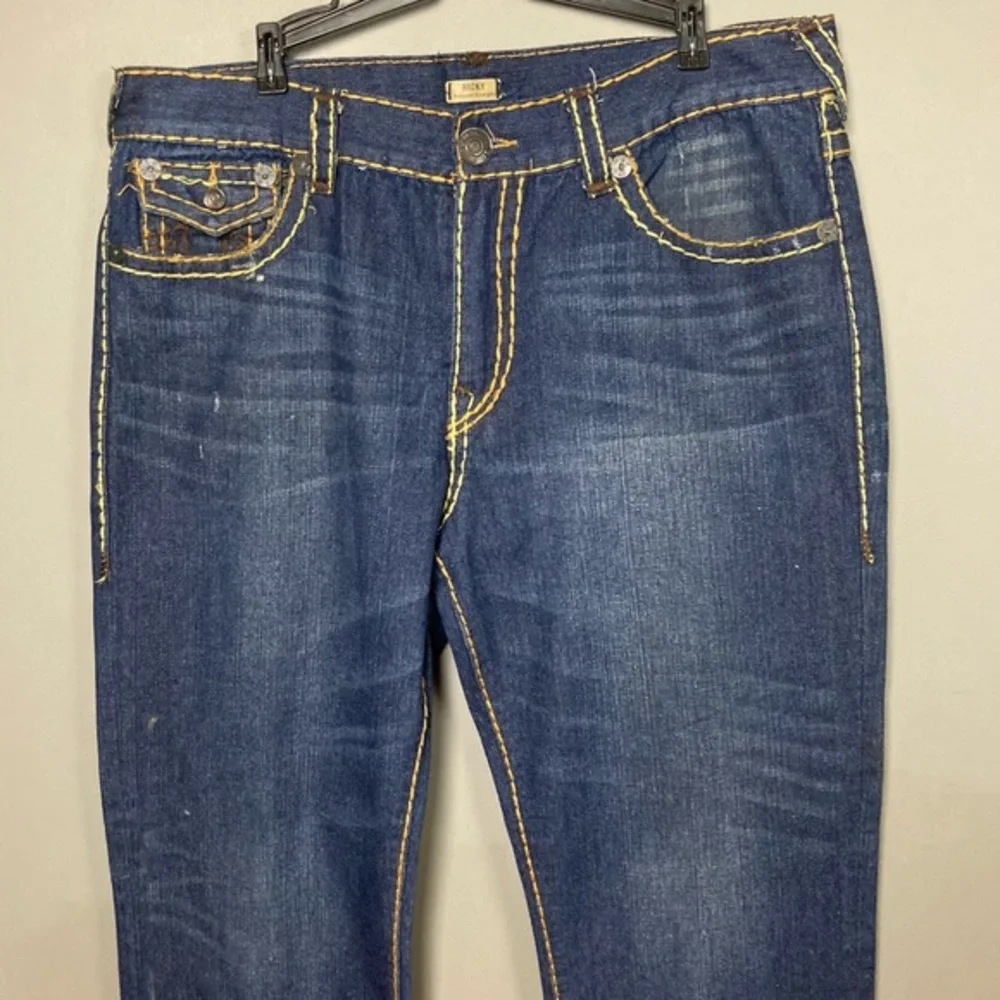 True Religion Men's Designer Jeans - Ricky Super T USA Straight 38‎ x 33.5